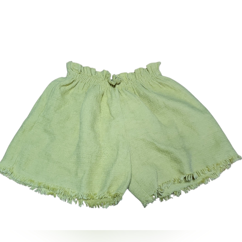 Zara Girls Yellow Soft Collection Raw Hem Elastic Waist Shorts Size 13/14